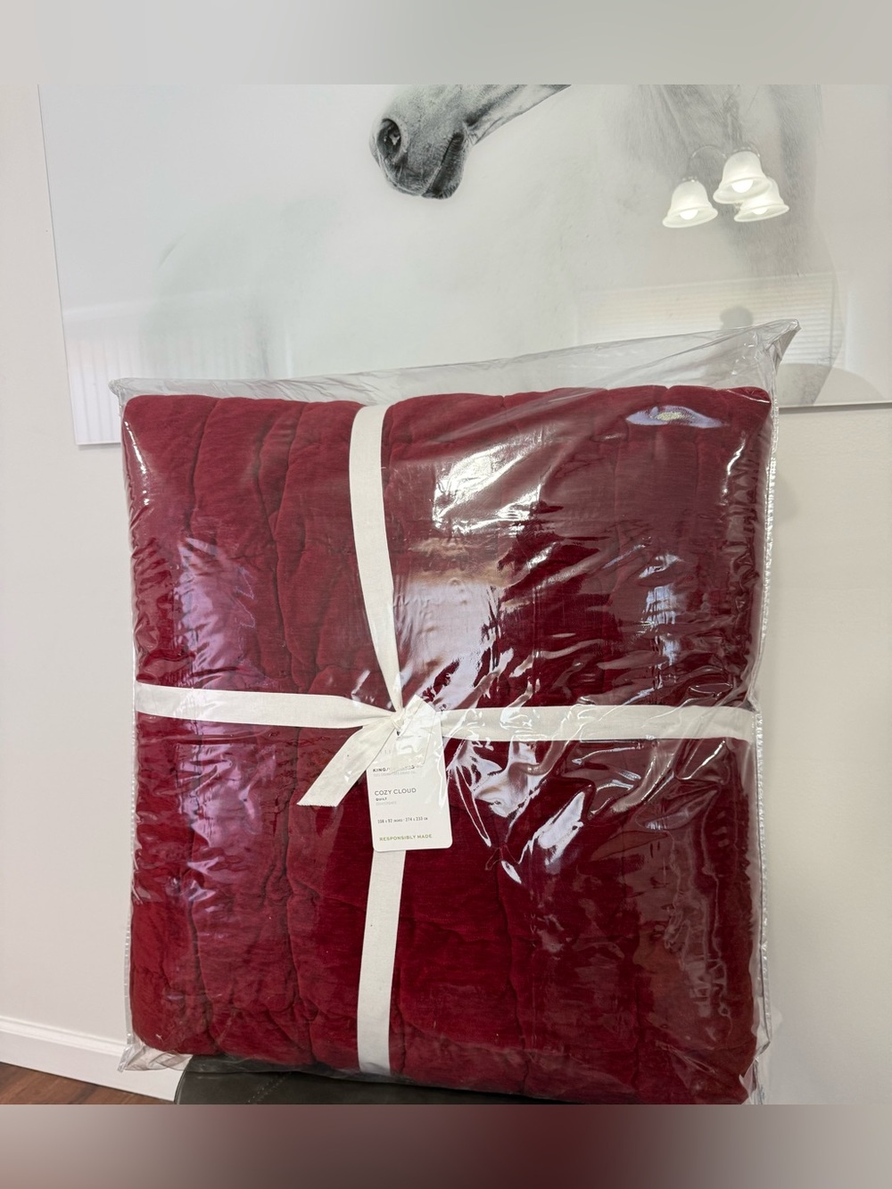 NWT Pottery Barn Red Velvet cozy cloud quilt blanket KING